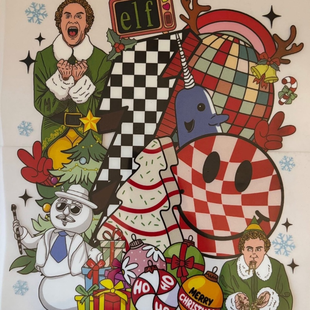 Colorful Elf Movie Themed DTF transfer